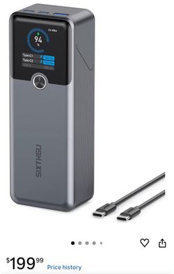 PowerTower Laptop Power Bank, 20000mAh 3-Port Portable Charger with 200W Max Output, TSA-Approved,