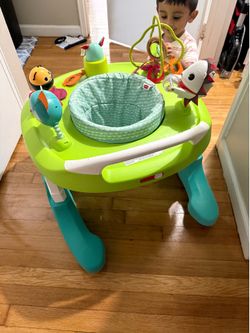 Tiny Love Baby Activity Center Stationary Entertainer w/ Seat & Toys Green/Blue