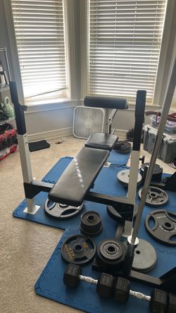 Workout bench with rack