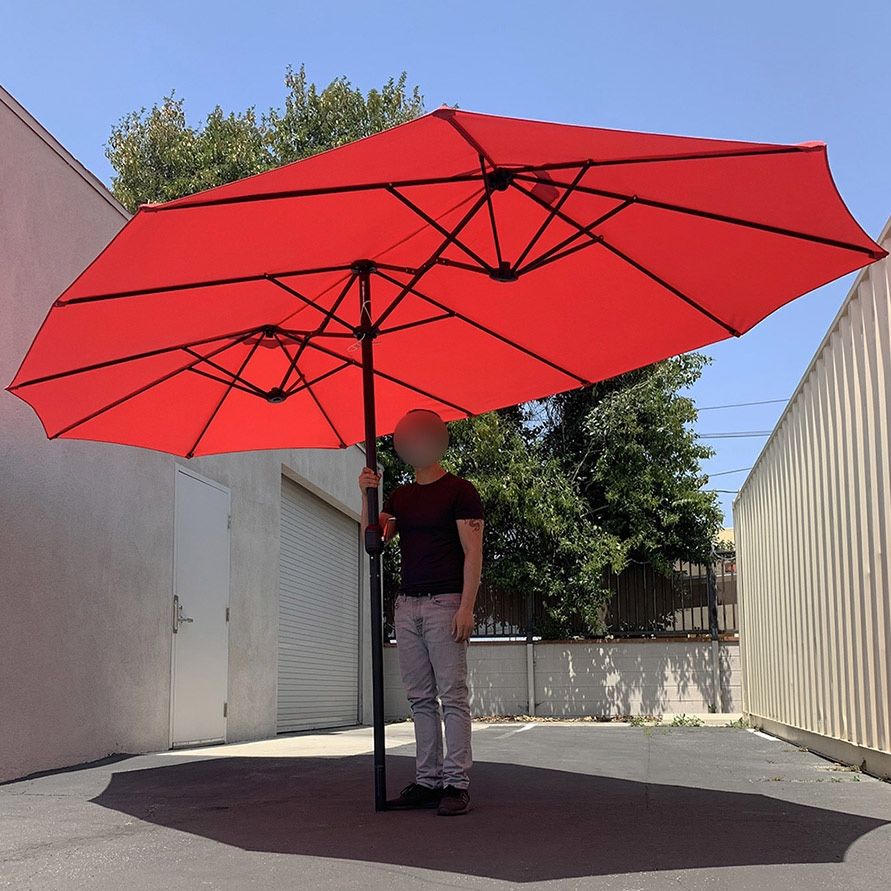 Brand New $95 Large 15 FT Double Sided Umbrella Outdoor Patio Garden Yard (Weight base not included)