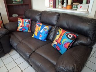 2-LEATHER SOFA AND DUAL-RECLINER, MUST SELL TODAY! $80-BOTH!
