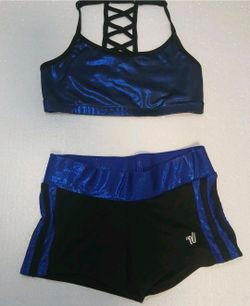 Girl's metallic gymnastics two-piece set