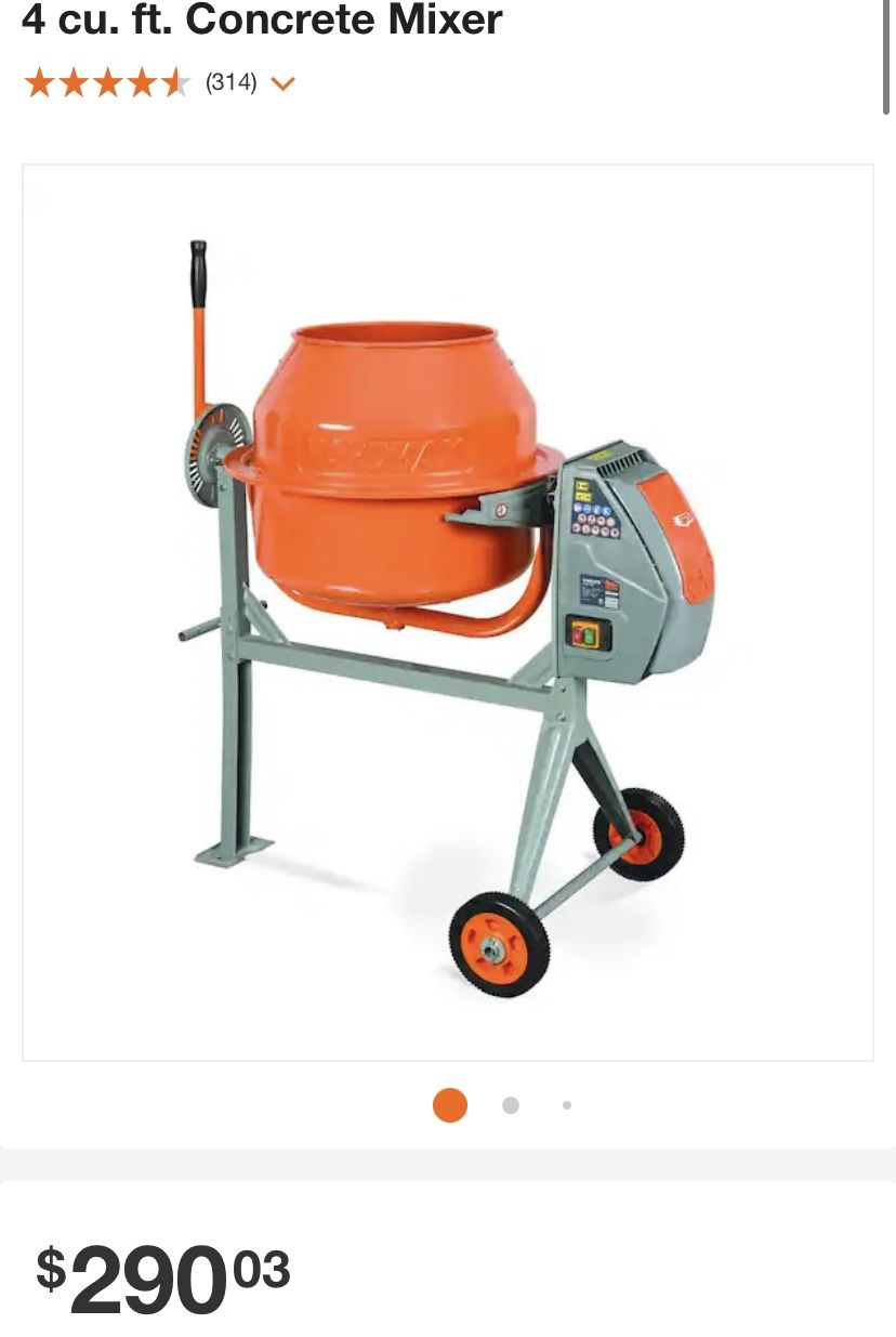 4 cu. ft. Concrete Mixer Local Pick Up Lightly used in perfect working order! Original retail $290 We are selling for $200 Check out Make An Offer RI