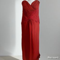 Sz 10 Red Lace & Chiffon formal Dress by Jordan designs