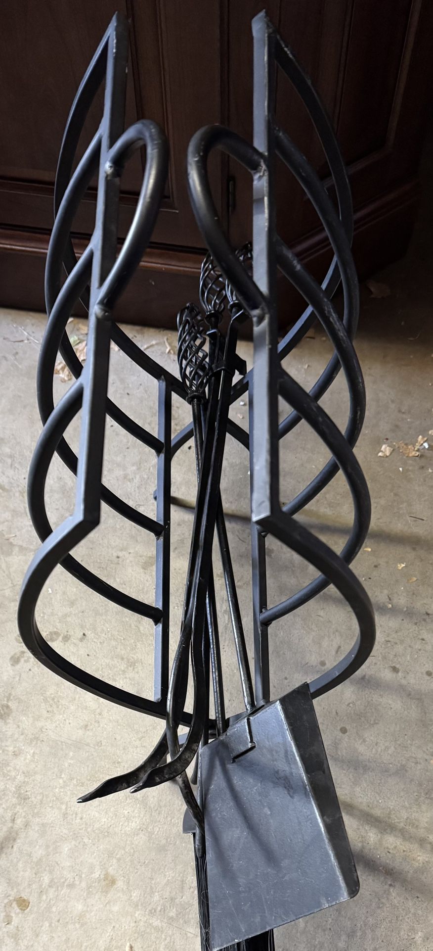 Wrought Iron Fireplace Tool Set with Log Holder