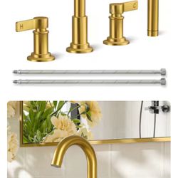 Set Of Brushed Gold Bathroom Faucets