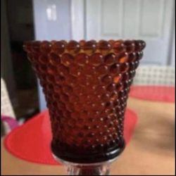 Perfect for your centerpiece. (5) Home Interior 3” Votive Cup. Amber Hobnail.