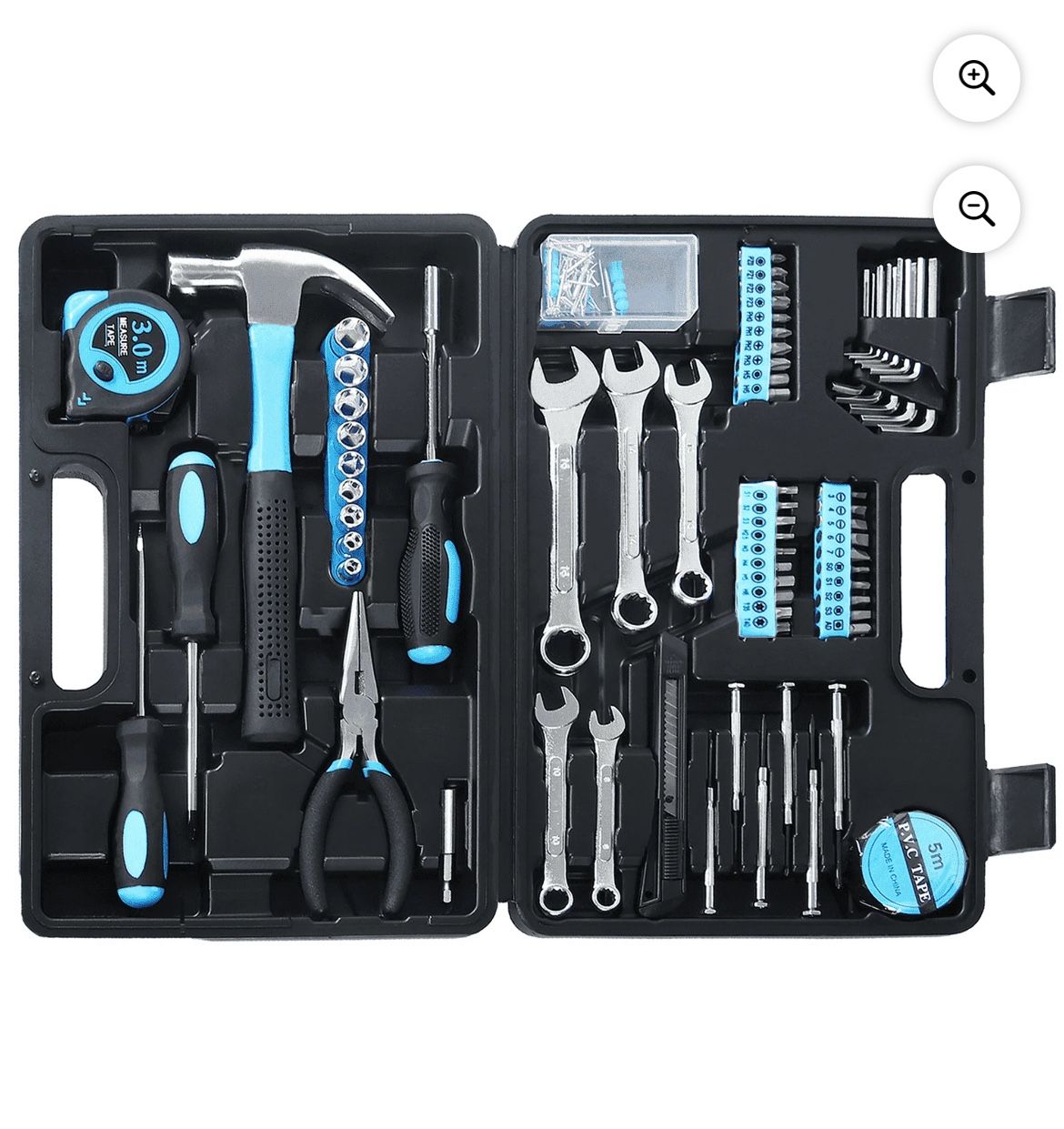 Tool Set, HSIAOLIN General Household Hand Kit with Toolbox Storage Case, Perfect for Homeowner, Office & Workshop Repairs, Blue