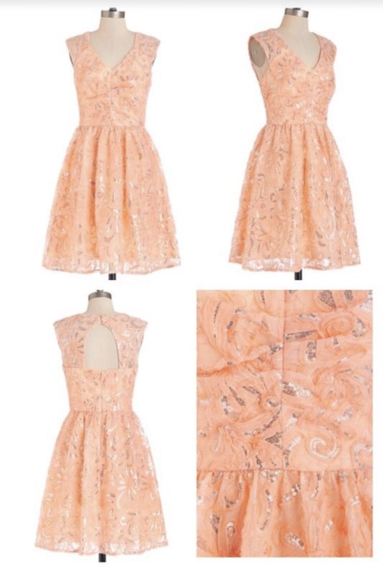 Peach Sequin Dress - Size 14