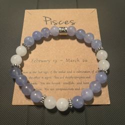 Pisces Zodiac Charm / Gemstone Birthstone Bracelet  ( Only 1 Left Selling Fast)