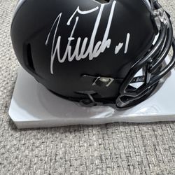 Justin Fields Signed Ohio State Buckeyes Alt Black Mini Helmet-Beckett Coa 