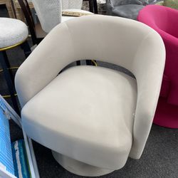 $80 Each Swivel Barrel Chair, Upholstered Velvet Round Accent Chair 360 Degree Comfy Swivel Chair
