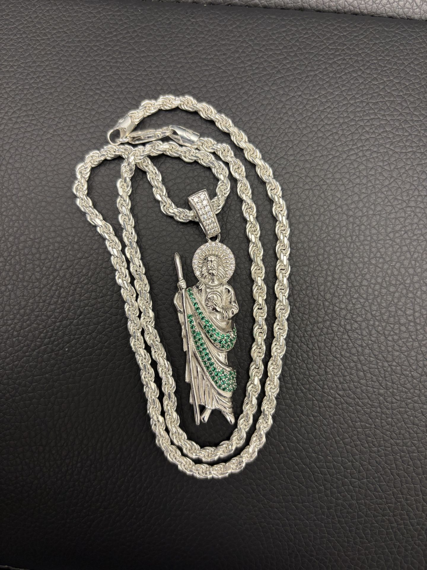 925 22 inches Rope Style Silver Chain With Pendant