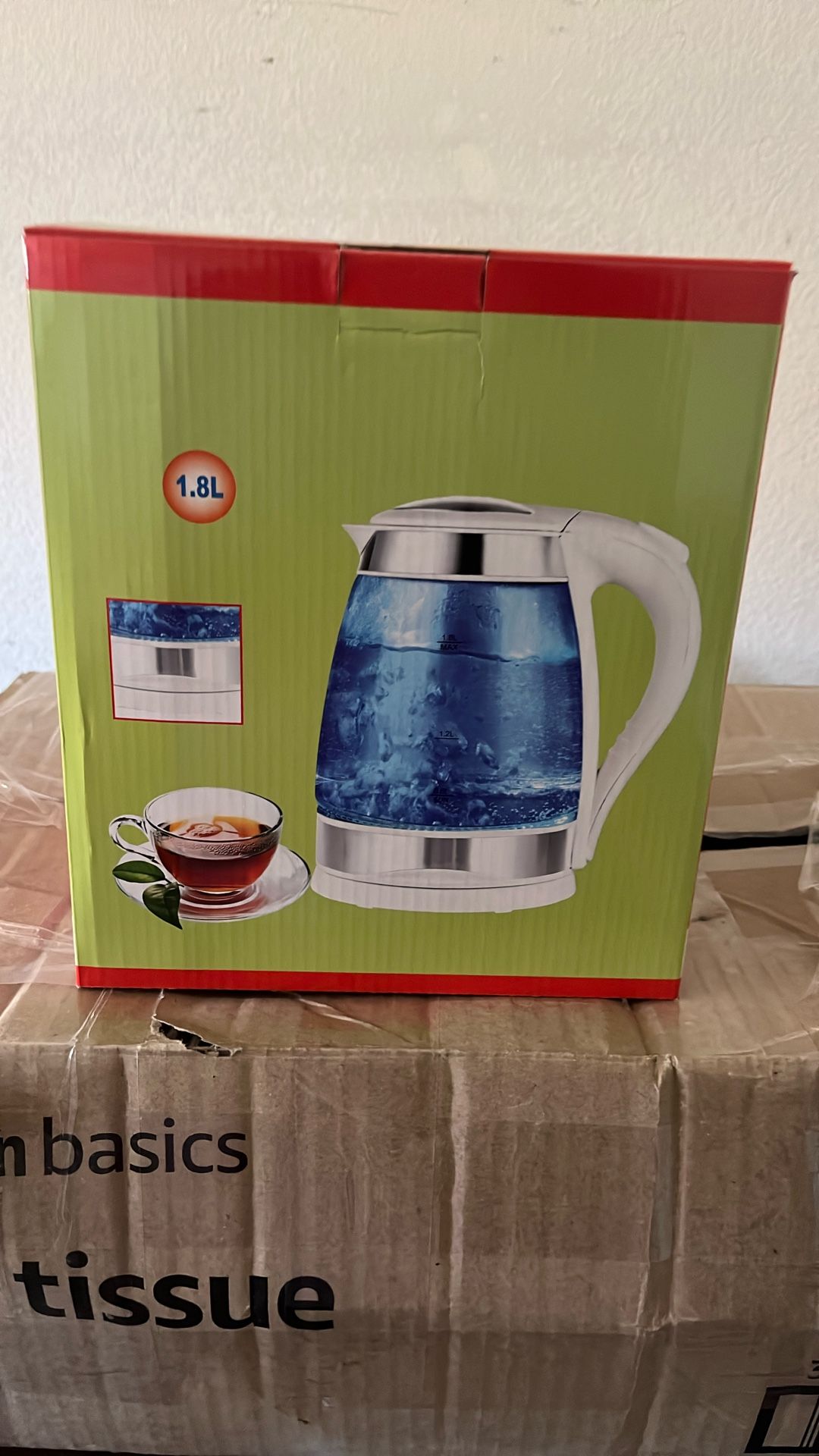 Electric Kettle 1.8L LED Light 360base Water Level Window