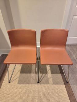 Pair of Tan Faux Leather Chairs