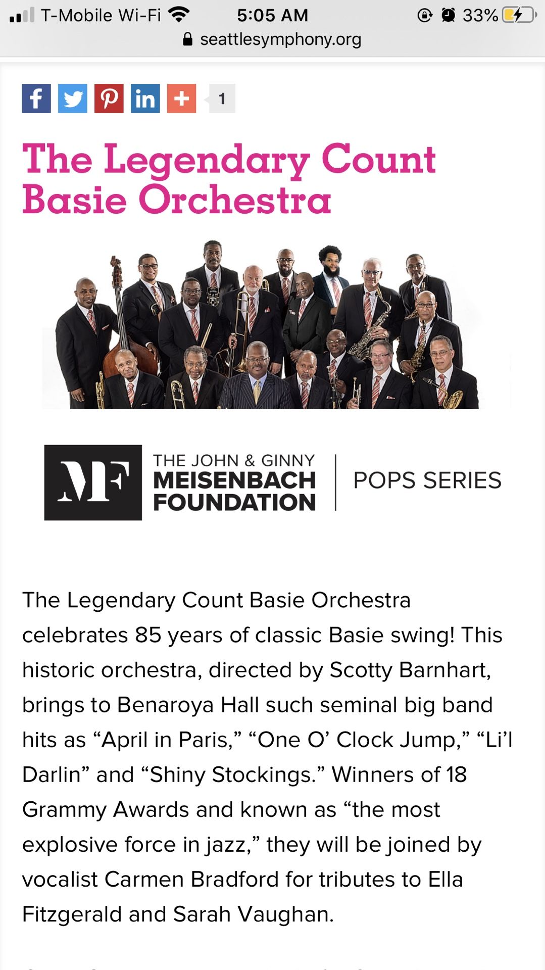Count bassie orchestra tixs. One adult , 2 kids