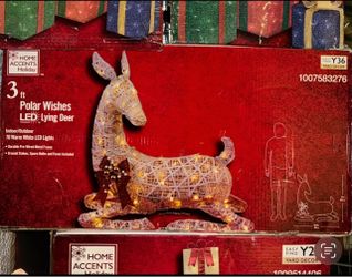 Home Accents Holiday 3 ft. Polar Wishes LED Lying Deer