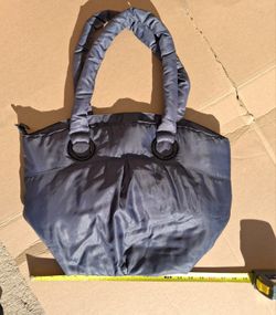 Bath & Body Works Puffer Black Tote Floral Lining Handbag Purse Shoulder Bag