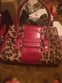 Alfani real fur and leather hand bag