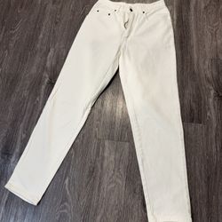 Vintage 90s Pepe Jeans London High Waist Mom Jeans Cream White Tapered 100% Cotton