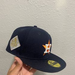 New Era Los Astros Navy And Orange Logo Cap.