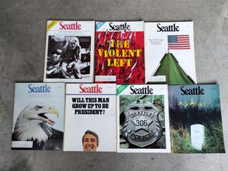 Rare Seattle Magazine lot, 1970, KING Broadcasting, x7, w/ "Rest In Peace" issue