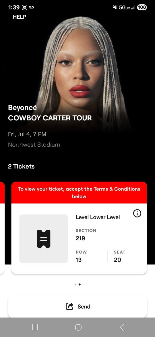 2 Cowboy Carter Concert Tickets $400 Each