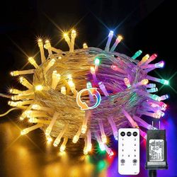 new    Christmas Lights Color Changing Outdoor,33FT 100 LED 9 Modes with Remote Indoor Christmas String Tree Lights Plug in for Room Bedroom Wedding P