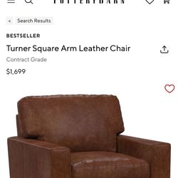Pottery Barn Turner Leather Chair Small - like new! 