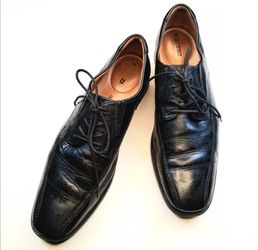 'Clarks' 'Tilden' Mens Sz. 11 W Black Leather Dress Shoes/Oxfords  Comfortable