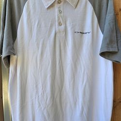 Mens Oakley Size Large Gray Regular Fit Polo Style Shirt