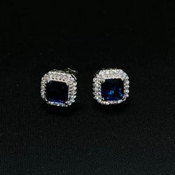 Sterling Silver Blue Sapphire Colored Earrings