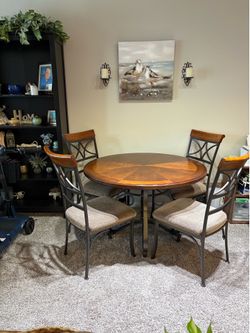 Dining Table + 4 Chairs – $225 (48” Round)