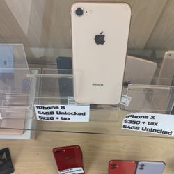 IPhone 8 . 64GB. Unlocked . $220+ Tax 
