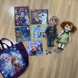 Disney Frozen Set, dolls and books- in EUC! 