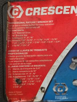 Crescent 21 Piece 3/4" Drive 12 Point Standard SAE Mechanics Tool Set