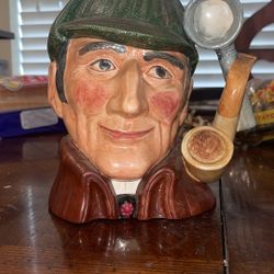 72 Royal Doulton The Sleuth D6631  Sherlock Holmes 7 3/4 Character Jug & Label