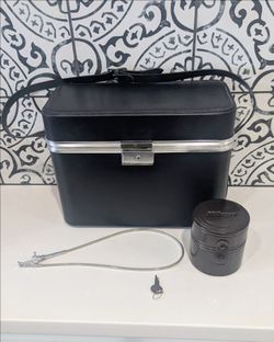 Vintage Hinomoto Hard Shell Camera Case with Nikon Lens Case and vintage mechanical shutter release