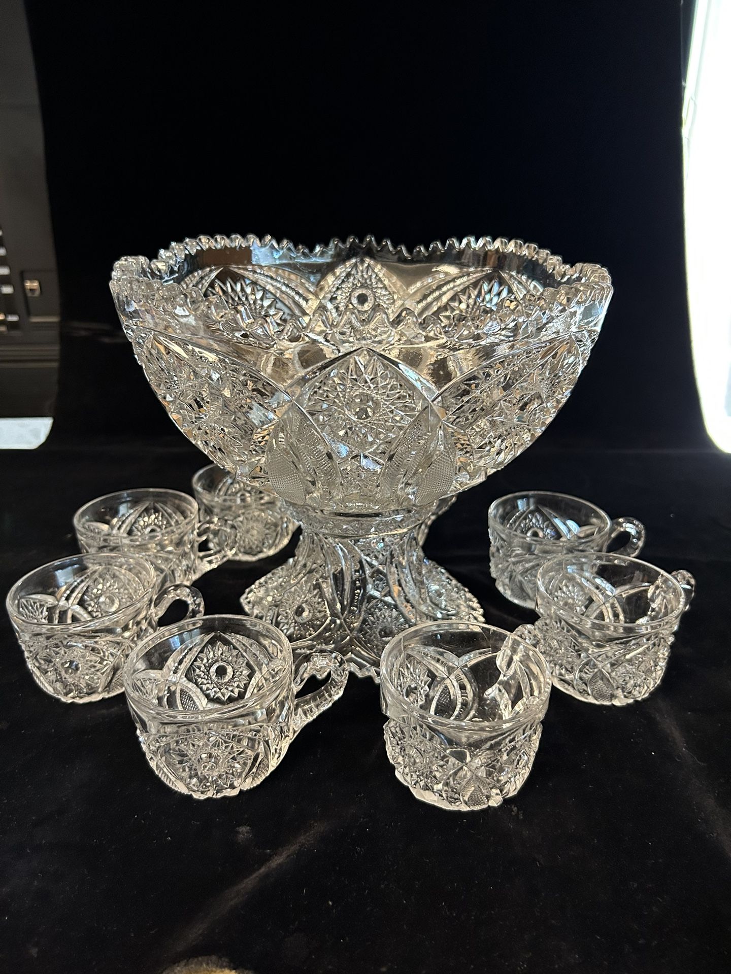 Cambridge Glass Punch Bowl & Cups