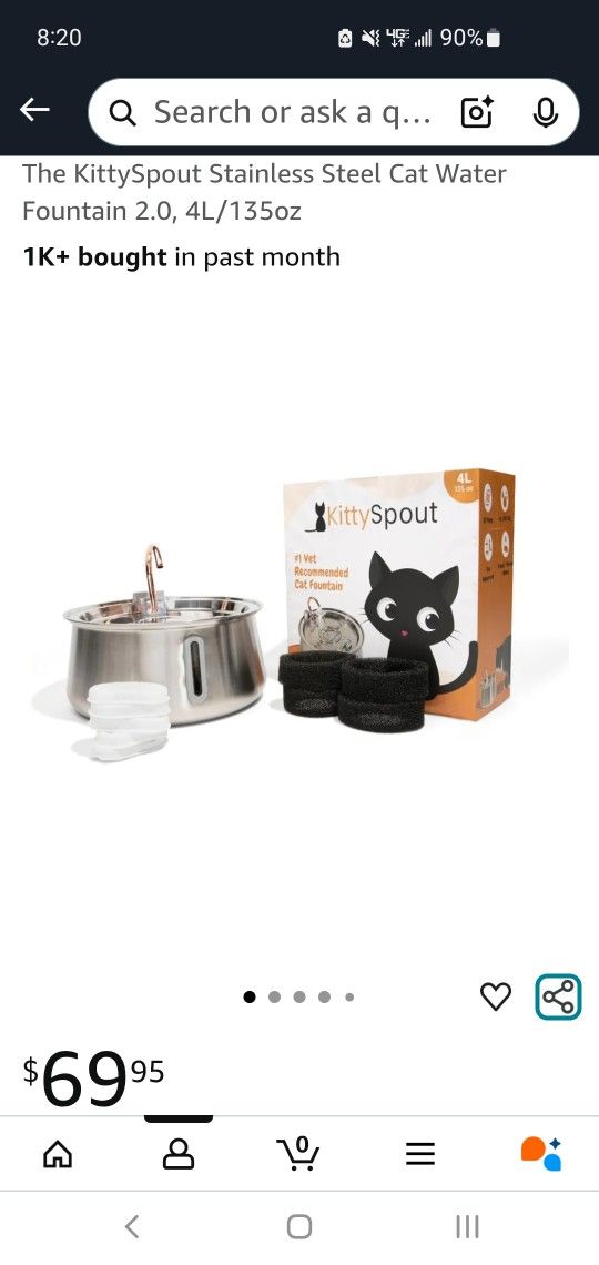 KittySpout 4L Stainless Water Fountain