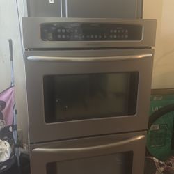Gas Stove Top And Double Oven Microwave Set