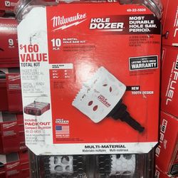Milwaukee Hole Dozer 10pcs Bi-Metal Hole Saw Set W/ Packout Storage Case.