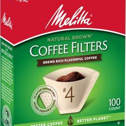 Melitta #4 Cone Coffee Filters, Natural Brown, 100 Count, 3 Packs