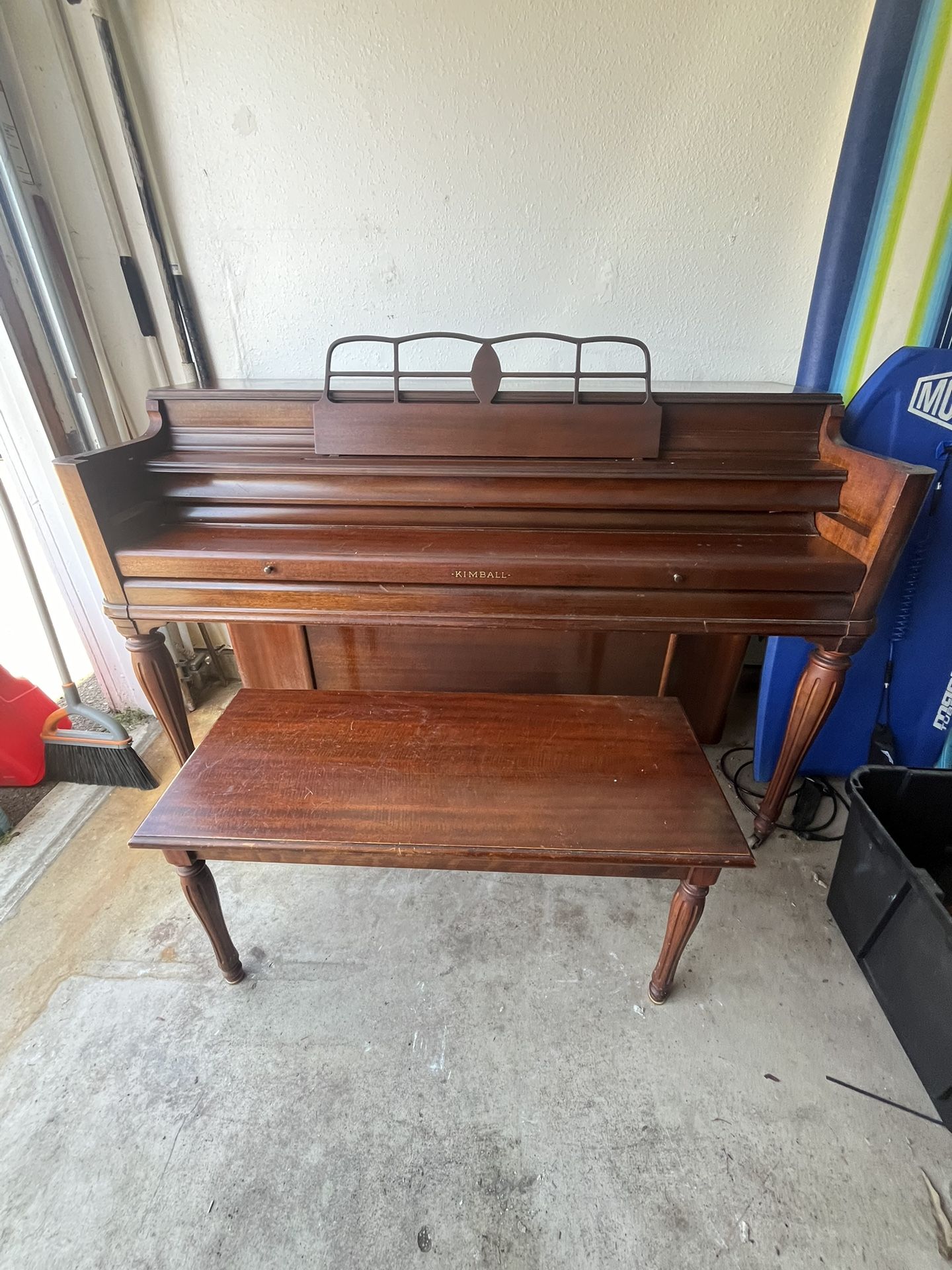 Vintage Kimball Upright Piano - Mahogany Wood Finish