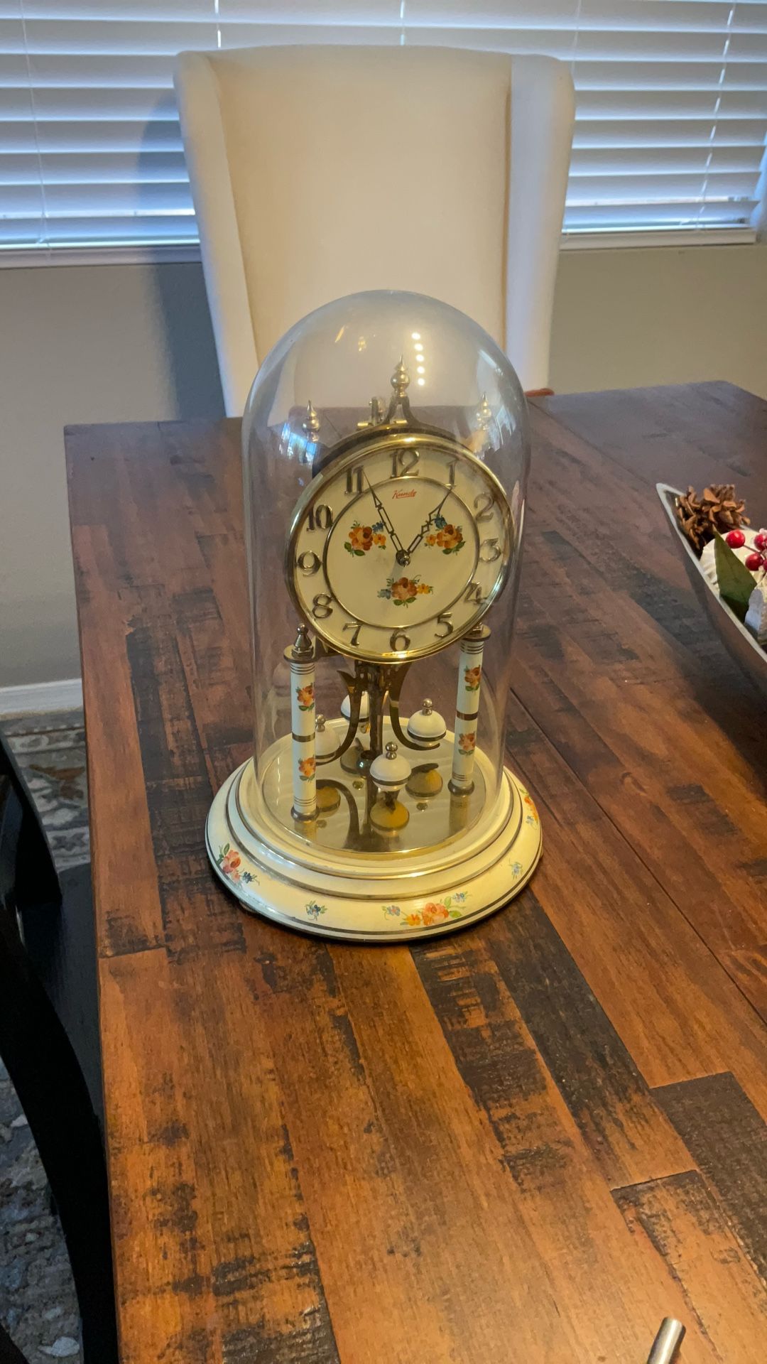 Vintage Kundo Glass Dome Clock with Key