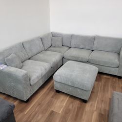 New Sofa.sectional With Ottoman In Fog 