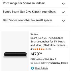 Sonos Smart Speaker & Tv Surround Sound Audio