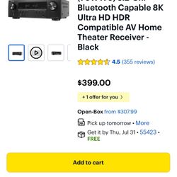 Denon - AVR-S570BT (70W X 5) 5.2-Ch. Bluetooth Capable 8K Ultra HD HDR Compatible AV Home Theater Receiver -