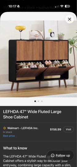 LEFHDA 47" Wide Fluted Large Shoe Cabinet