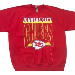 Gildan Kansas City Chiefs NFL Red Sweatshirt L Football Crewneck Fan Apparel 